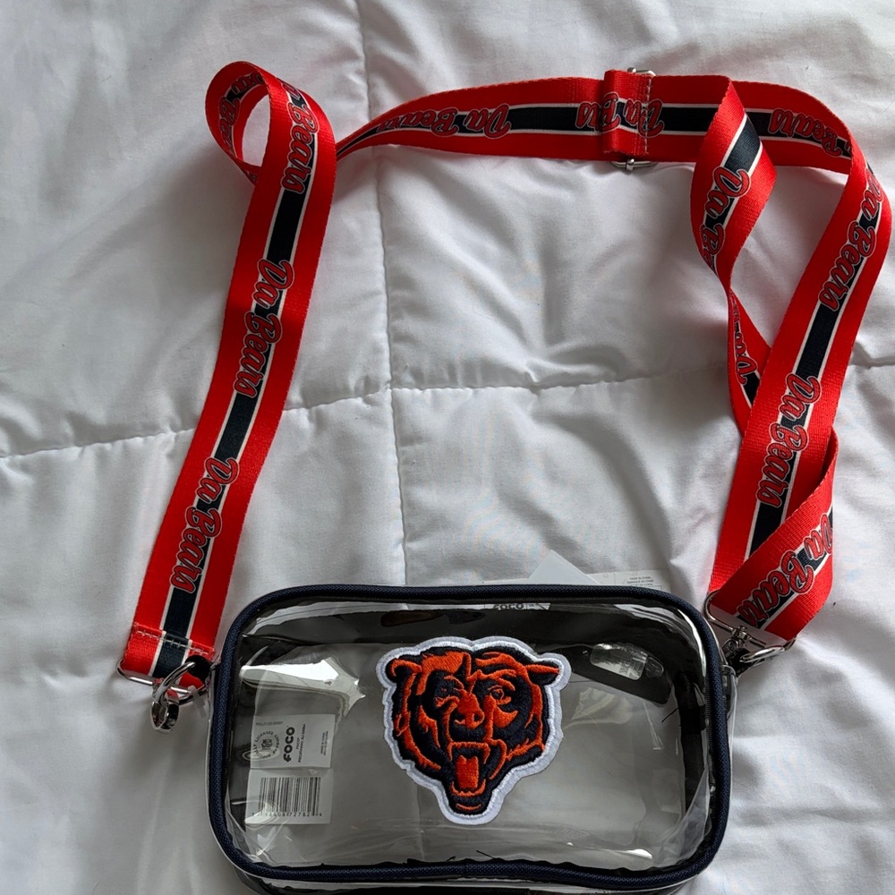 Clear Crossbody Bag with Orange Strap